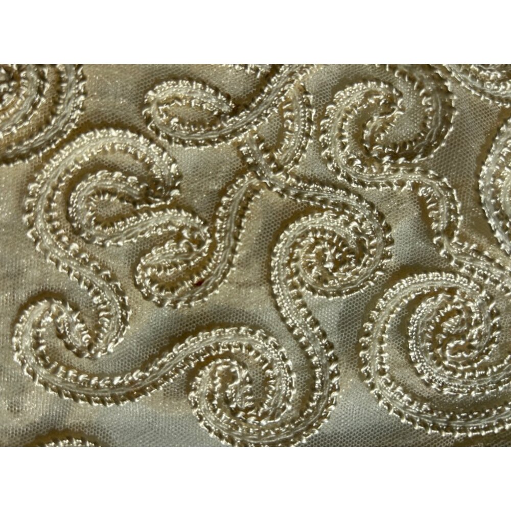 Vintage Womens XL Cardigan Ivory Embroidered Ornate Detailing Button-up Sheer - Picture 6 of 11